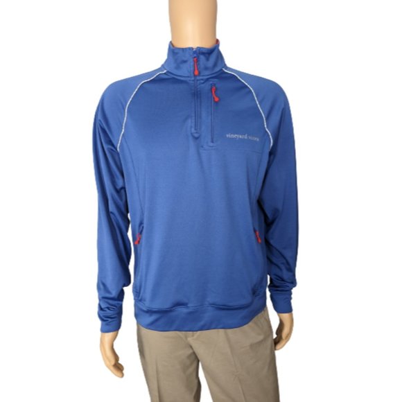 Vineyard Vines Blue and Red 1/4 Zip Pullover Jacket M - Picture 1 of 9
